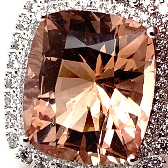 Morganite 13.30ct Natural Diamonds Solid 18K White Gold Pendant - Picture 2 of 7